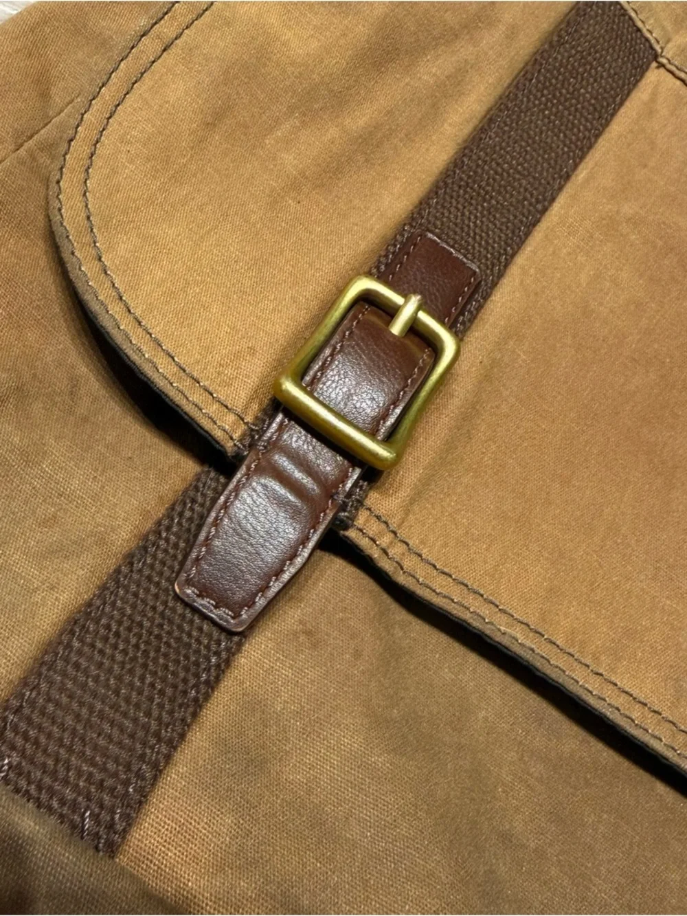 Fossil Buckner Messenger Bag Brown Waxed Canvas Leather Laptop Crossbody
